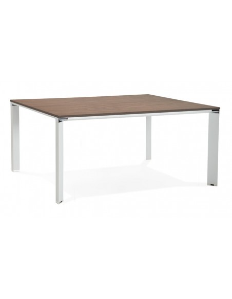 Table bureau carrée blanc noyer