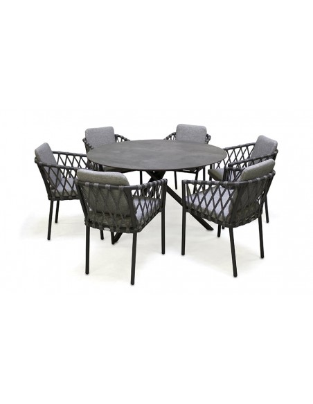 PILAT - Ensemble repas de jardin 6 places en aluminium