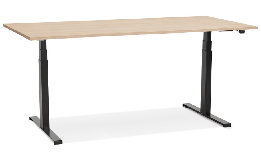 Bureau assis debout électrique 160 cm noir et bois - Lars