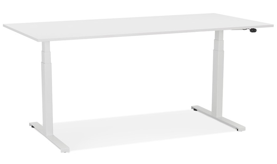 Bureau Assis Debout électrique de 140x60 cm blanc - Achat/Vente