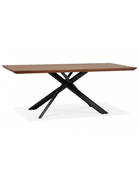 Table pied central noir noyer