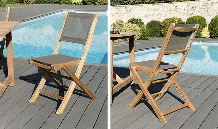 Table ronde pliante ensemble jardin 90cm + 4 chaises directeur brut - Java  Light - Kerama