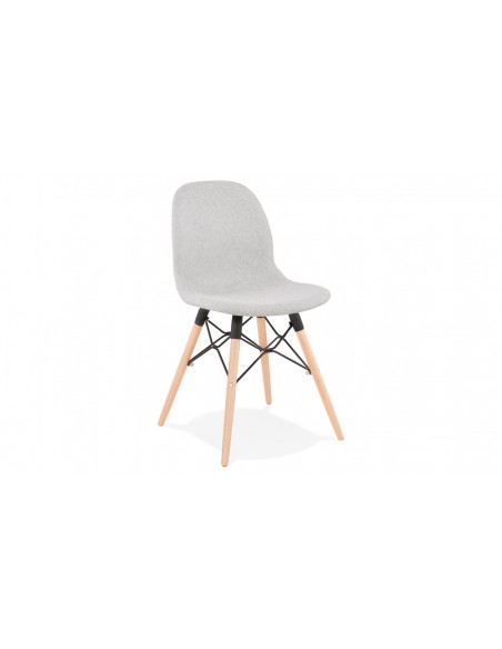 Chaise scandinave bois et tissu gris clair