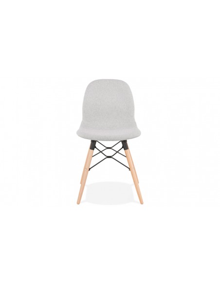 Chaise scandinave en bois et tissu gris clair - Sven