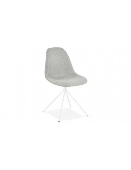 chaise en métal blanc et tissu gris clair