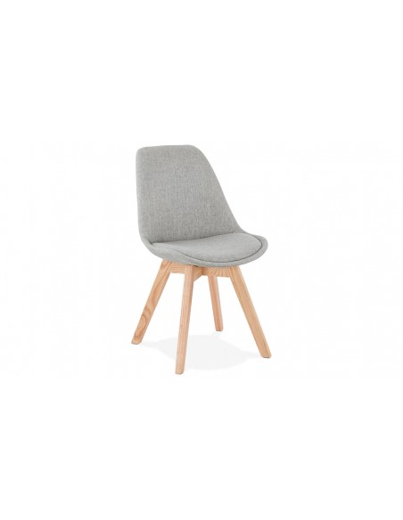 Chaise repas nordique bois naturel et tissu gris