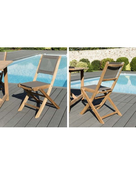 Salon de jardin pliant teck 2 personnes