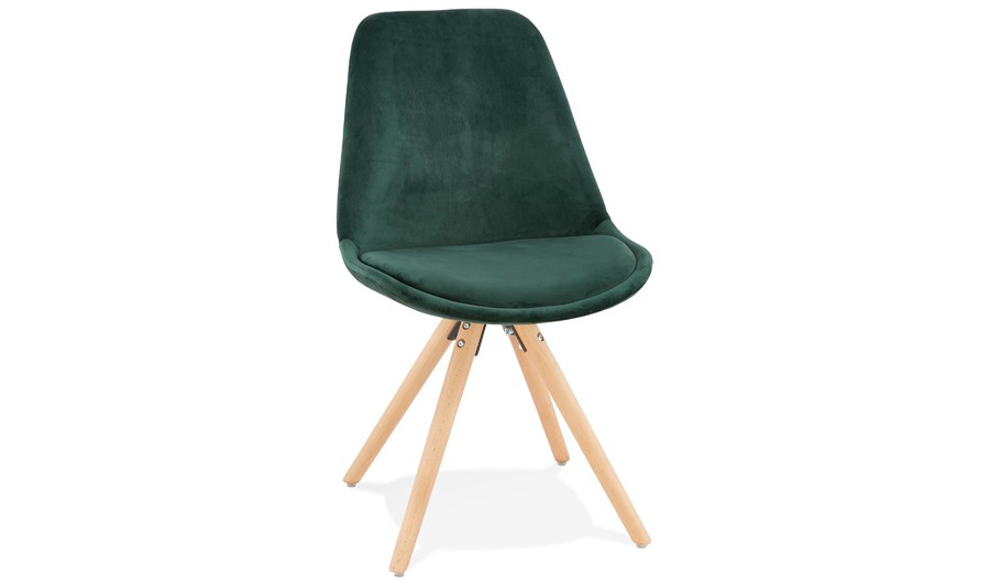 Chaise bois velours vert Carmen Chaise bois velours vert Carmen