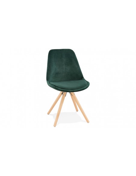 Chaise bois velours vert Carmen