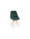 Chaise bois velours vert Carmen
