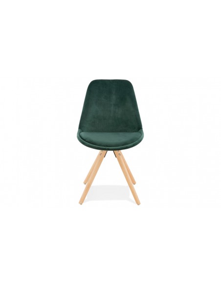 Chaise bois velours vert Carmen