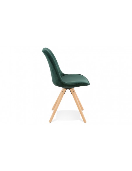 Chaise bois velours vert Carmen