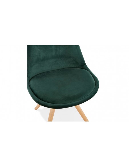 Chaise bois velours vert Carmen