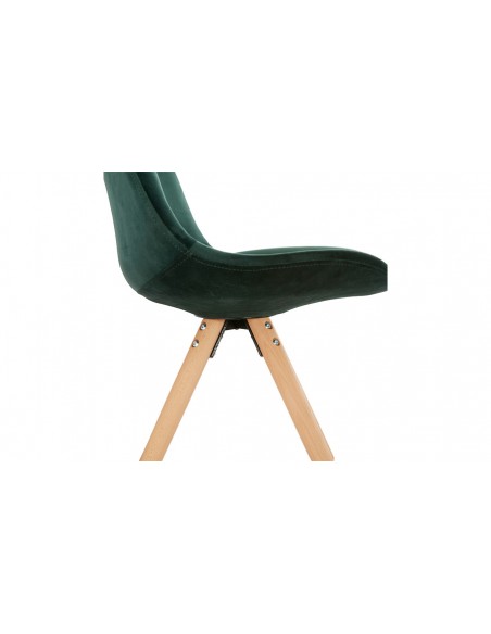 Chaise bois velours vert Carmen