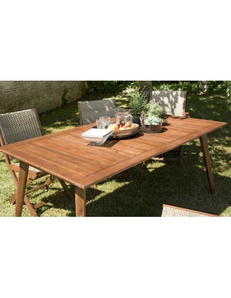 Table de jardin pliante en bois d'acacia 220 x 90 - Honolulu