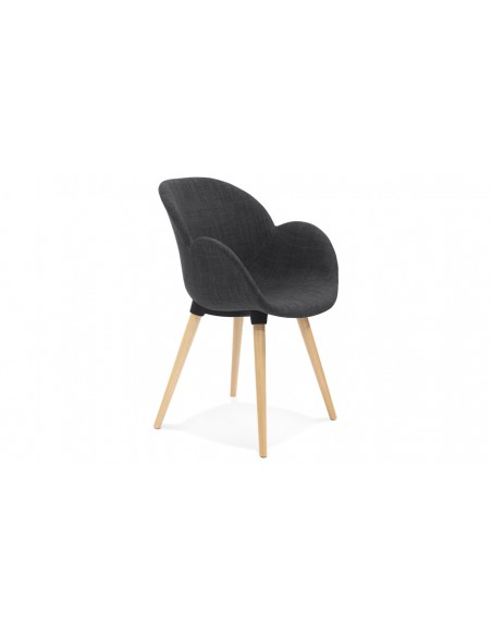 Fauteuil rond gris foncé et bois