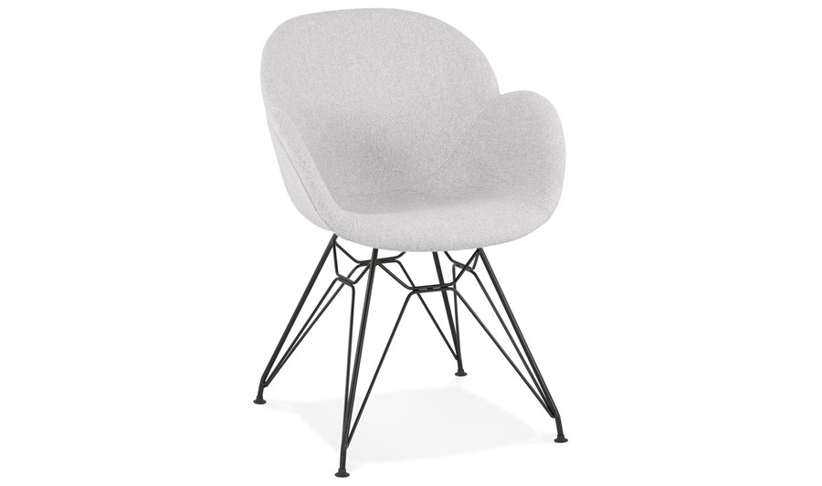 Fauteuil tissu gris clair et métal noir Fauteuil tissu gris clair et métal noir