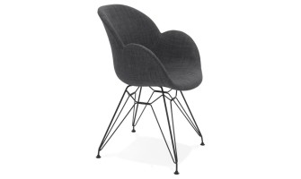 Fauteuil tissu gris foncé et métal noir