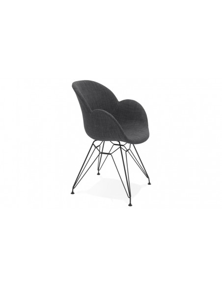 Fauteuil tissu gris foncé et métal noir