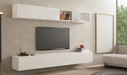 Ensemble meuble TV suspendu gris laqué Bergson - House and Garden
