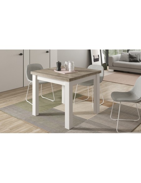 Table carrée extensible blanc bois