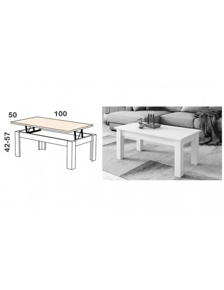 Dimensions table basse blanc Swallow