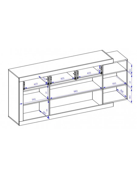 Dimensions bahut blanc chêne Angola