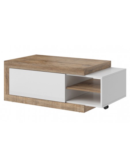 Table basse modulable blanc chêne