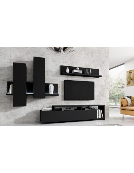 Ensemble meuble TV noir mat