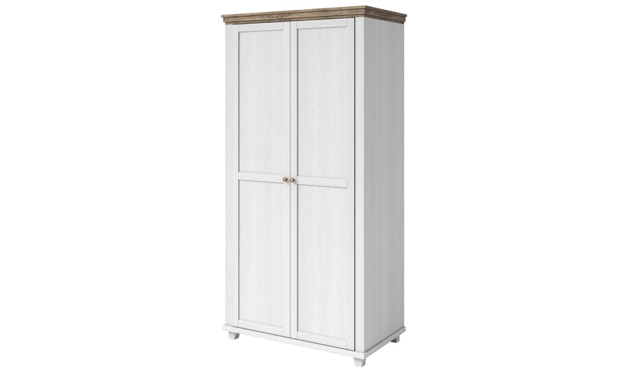 Armoire penderie 2 portes blanc et chêne - Boavista