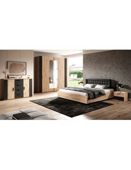 Chambre complète 180 x 200 chêne clair