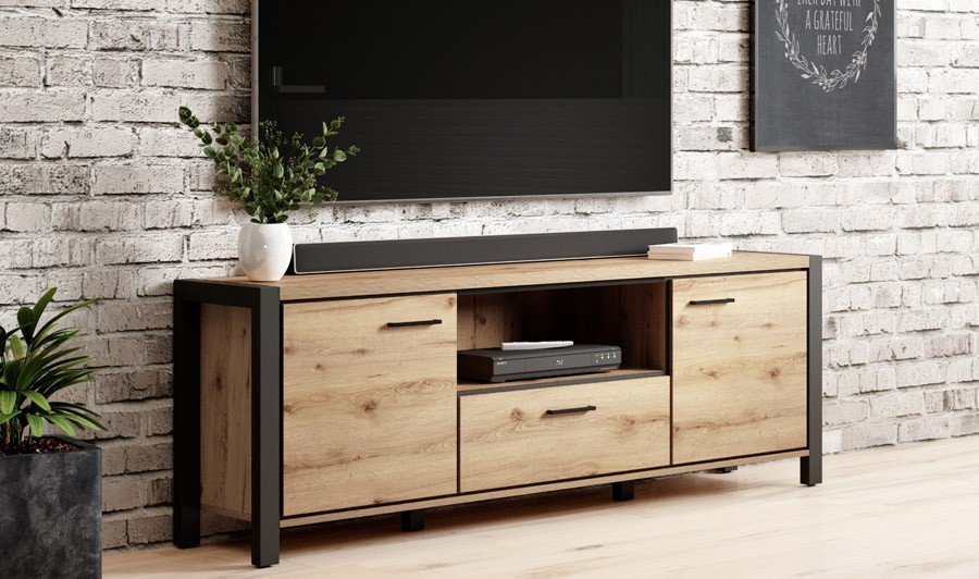 Rayan Meuble TV industriel Bois 135x60 I Livraison & retour