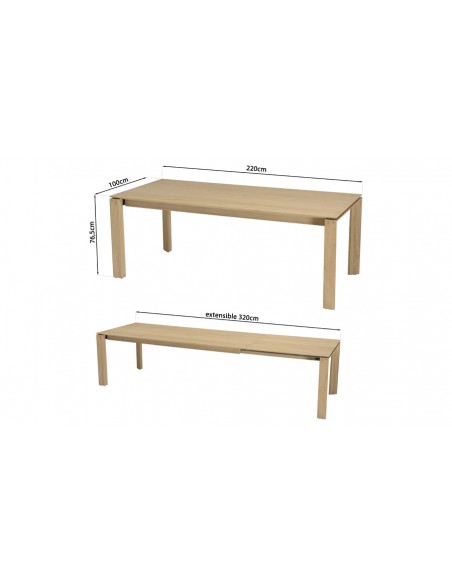 Dimensions table extensible Eastwood