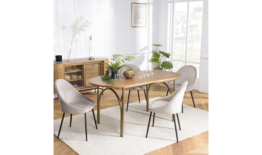 Salle à manger complète en bois de peuplier Clyde - House and Garden