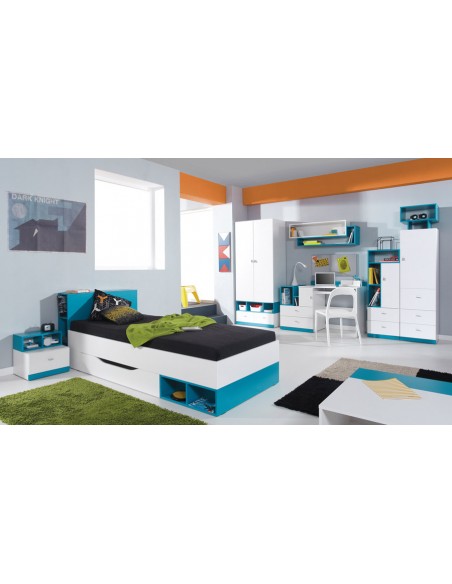 Chambre enfant bleue et blanche