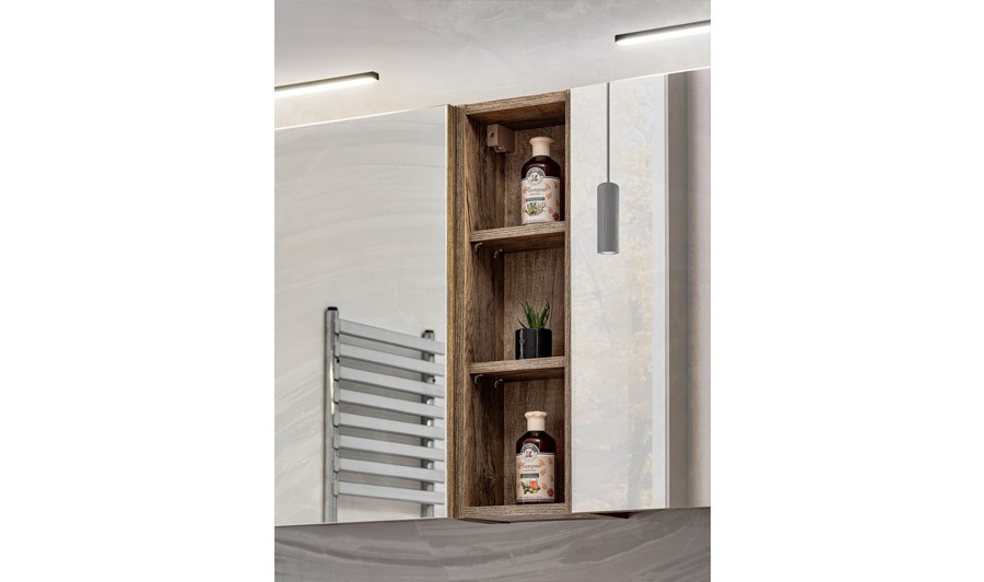 Meuble étagère murale vertical pour salle de bain chêne Santorin