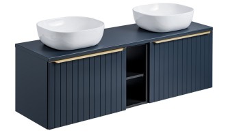 Ensemble meuble suspendu 140 cm bleu