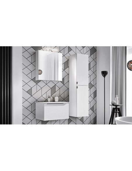 Ensemble meubles salle de bain blanc 60 cm avec vasque encastrée