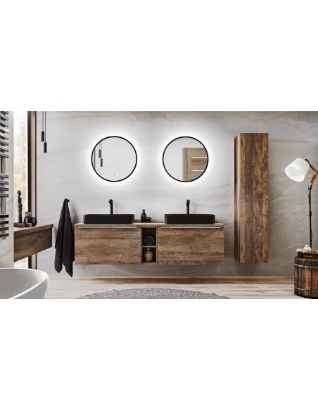 Miroir rond led noir Uranus