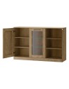Buffet design couleur chêne rustique avec éclairage et 3 portes - Haussmann