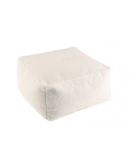 Pouf carré tissu blanc bouclette Rosalia