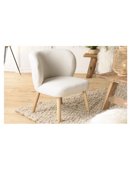 Fauteuil en tissu bouclette blanc