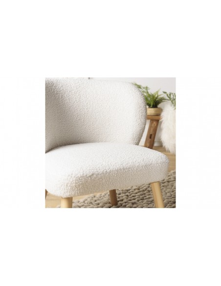 Fauteuil tissu blanc bois Rosalia