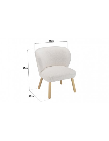 Dimensions fauteuil tissu blanc Rosalia