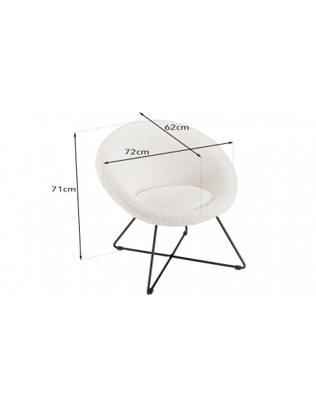 Dimensions fauteuil rond blanc Rosalia