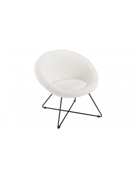 Fauteuil rond blanc pieds croisés