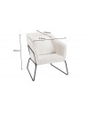 Fauteuil blanc en tissu bouclette avec pieds évasés en métal noir - Rosalia