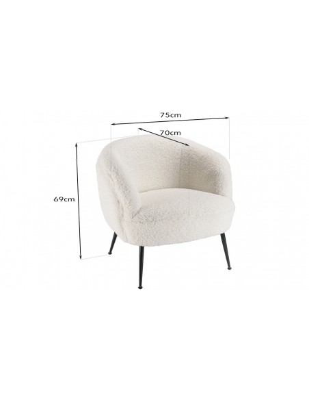 Dimensions fauteuil cosy blanc Rosalia