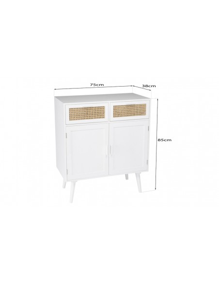 Dimensions buffet blanc cannage rotin