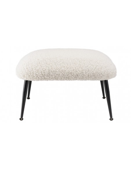 Tabouret moelleux blanc en tissu bouclette